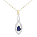 0.615 Ct Pear Natural Blue Sapphire and Diamond Teardrop Necklace with Chain in 9ct Yellow Gold Size 18 Inches