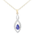 9ct Yellow Gold Tanzanite and 0.02ct Diamond Teardrop Pendant Necklace