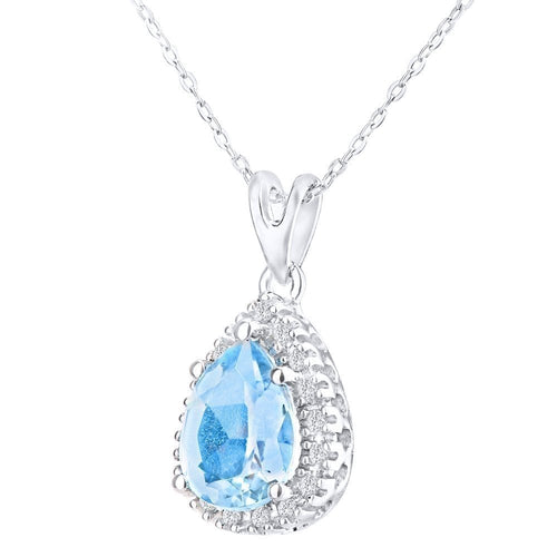 Sky Blue Topaz Pendant Necklace - detail view | Prime Jewellery