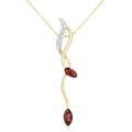 9ct Yellow Gold Marquise Garnet and 0.02ct Diamond Pendant Necklace