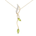 9ct Yellow Gold Marquise Peridot and 0.02ct Diamond Pendant Necklace