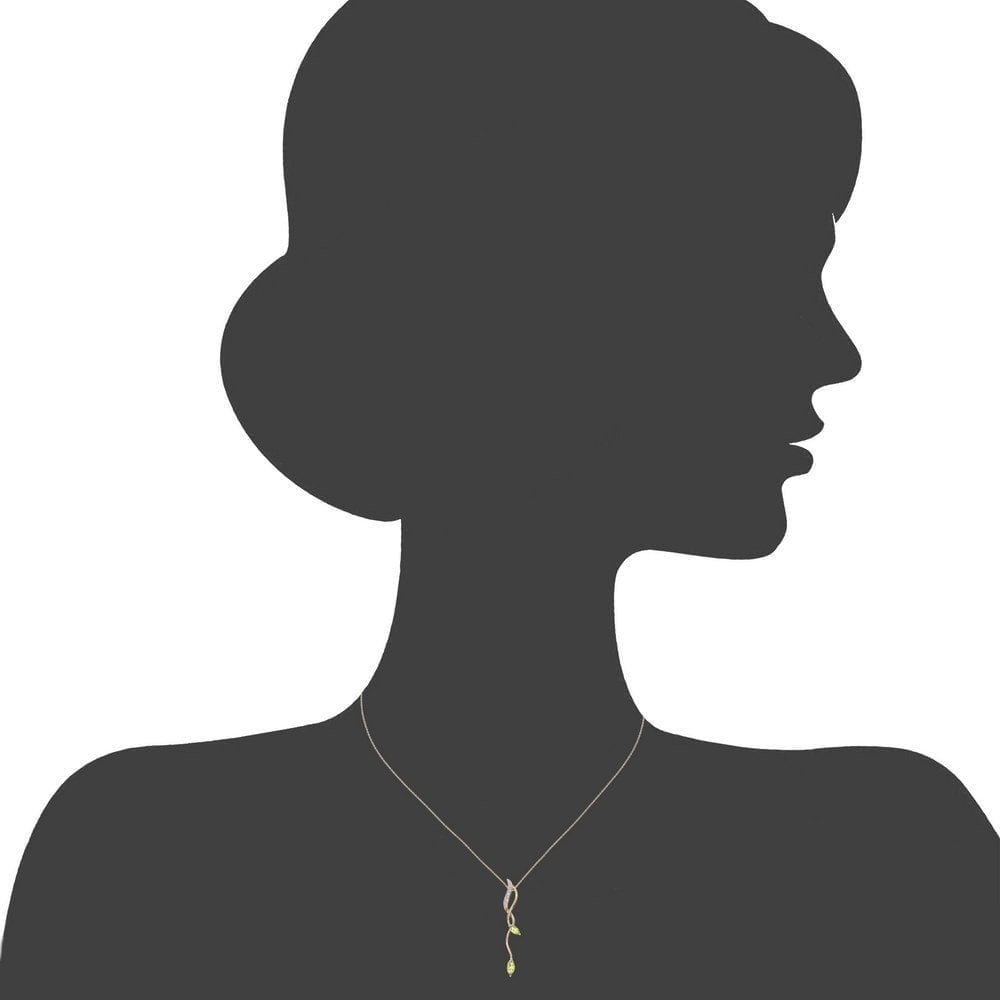 9ct Yellow Gold Marquise Peridot and 0.02ct Diamond Pendant Necklace