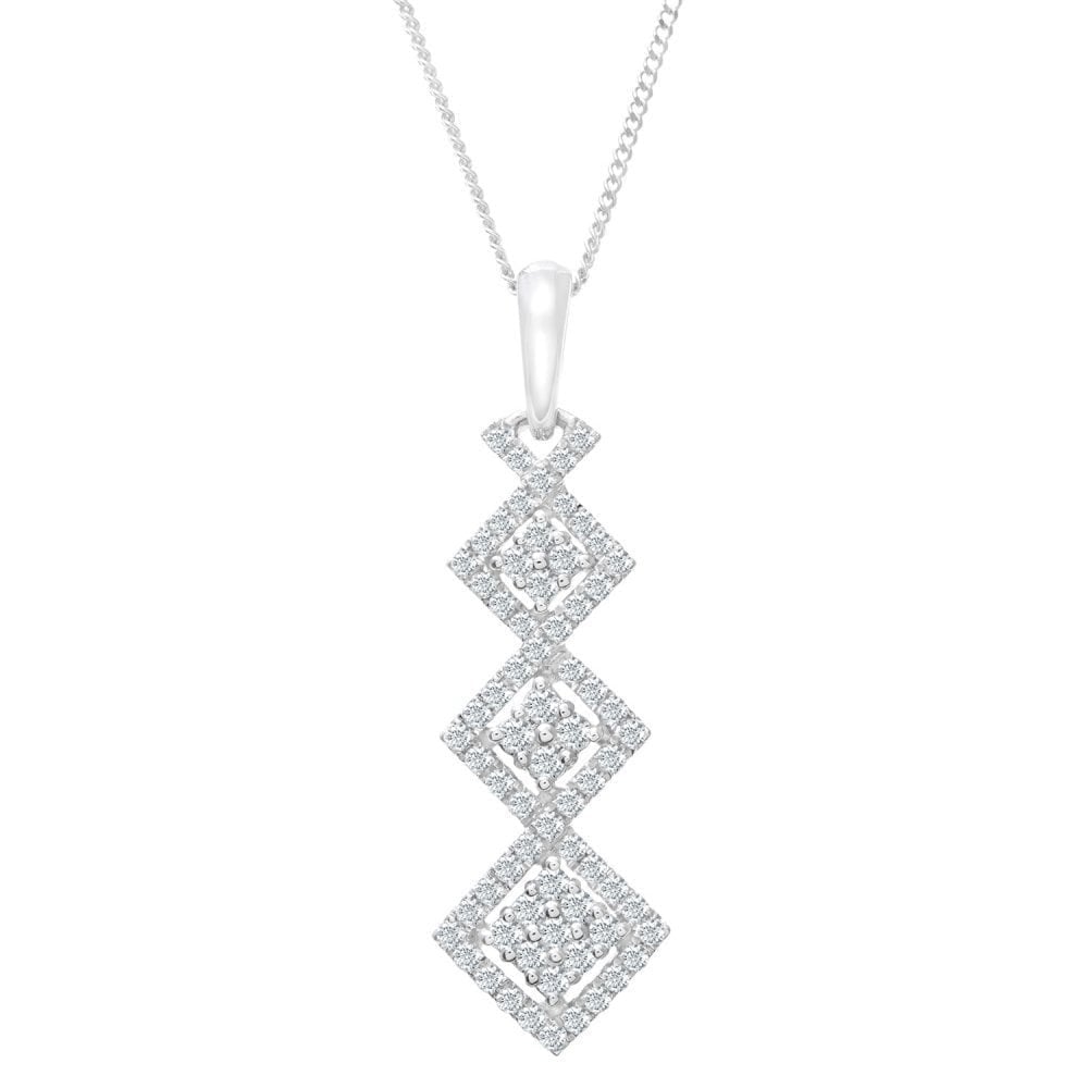 18ct White Gold 0.50 Carat Natural Diamond Trilogy Necklace