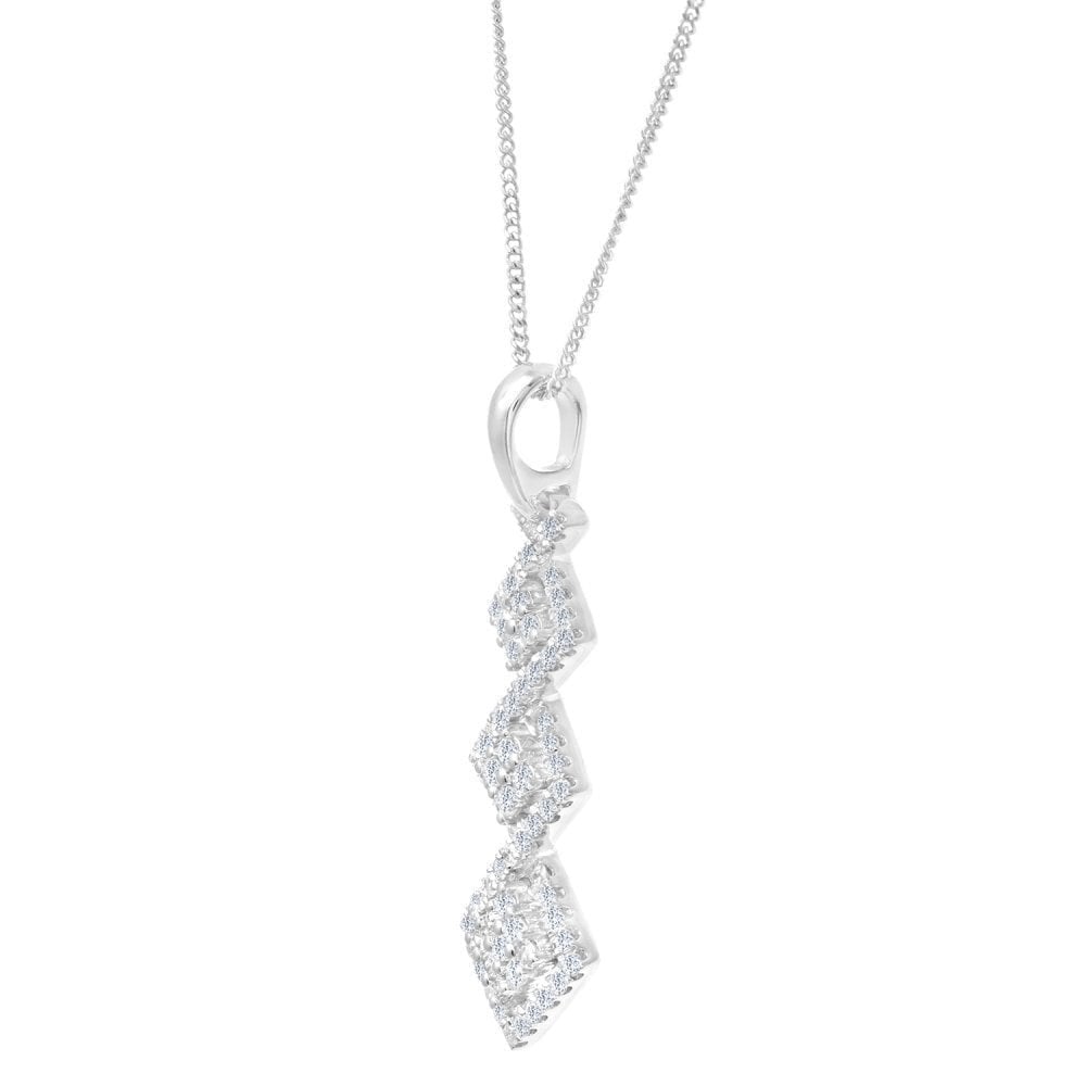 18ct White Gold 0.50 Carat Natural Diamond Trilogy Necklace