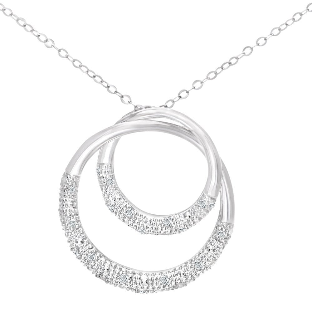 9ct White Gold 0.10 Carat Natural Diamond Infinity Circle Necklace