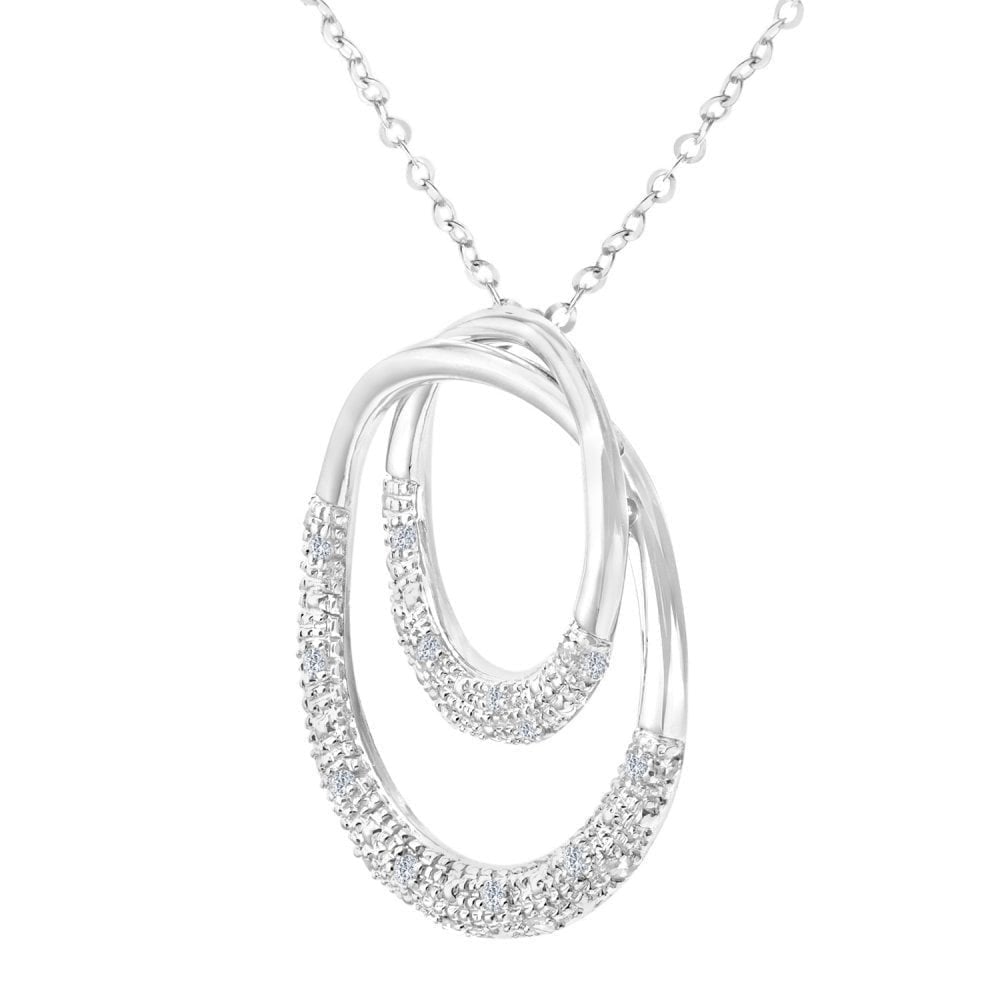9ct White Gold 0.10 Carat Natural Diamond Infinity Circle Necklace