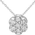 9ct White Gold 0.15ct Diamond Cluster Pendant Necklace