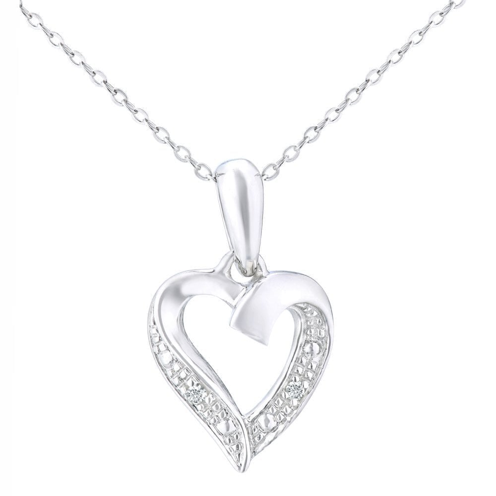 Diamond Heart Necklace 9ct White Gold | Prime Jewellery