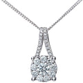 18ct White Gold 0.41ct Diamond Halo Pendant Necklace