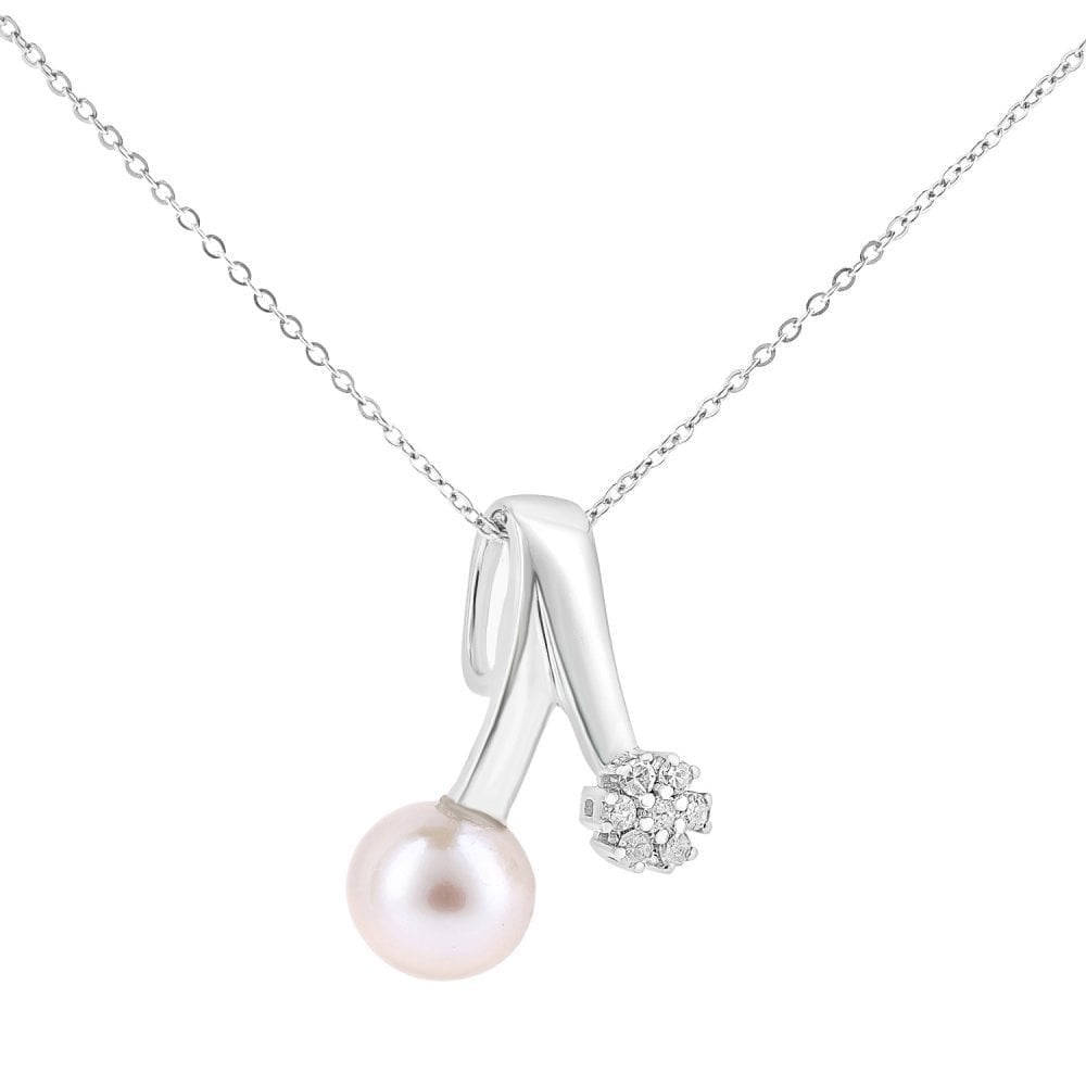 Pearl Cluster Necklace 9ct White Gold | Prime Jewellery