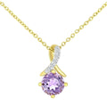 9ct Yellow Gold Amethyst and 0.02ct Diamond Twist Pendant Necklace