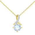 9ct Yellow Gold Sky Blue Topaz and Diamond Kiss Pendant with Gold Chain Size 18 Inch