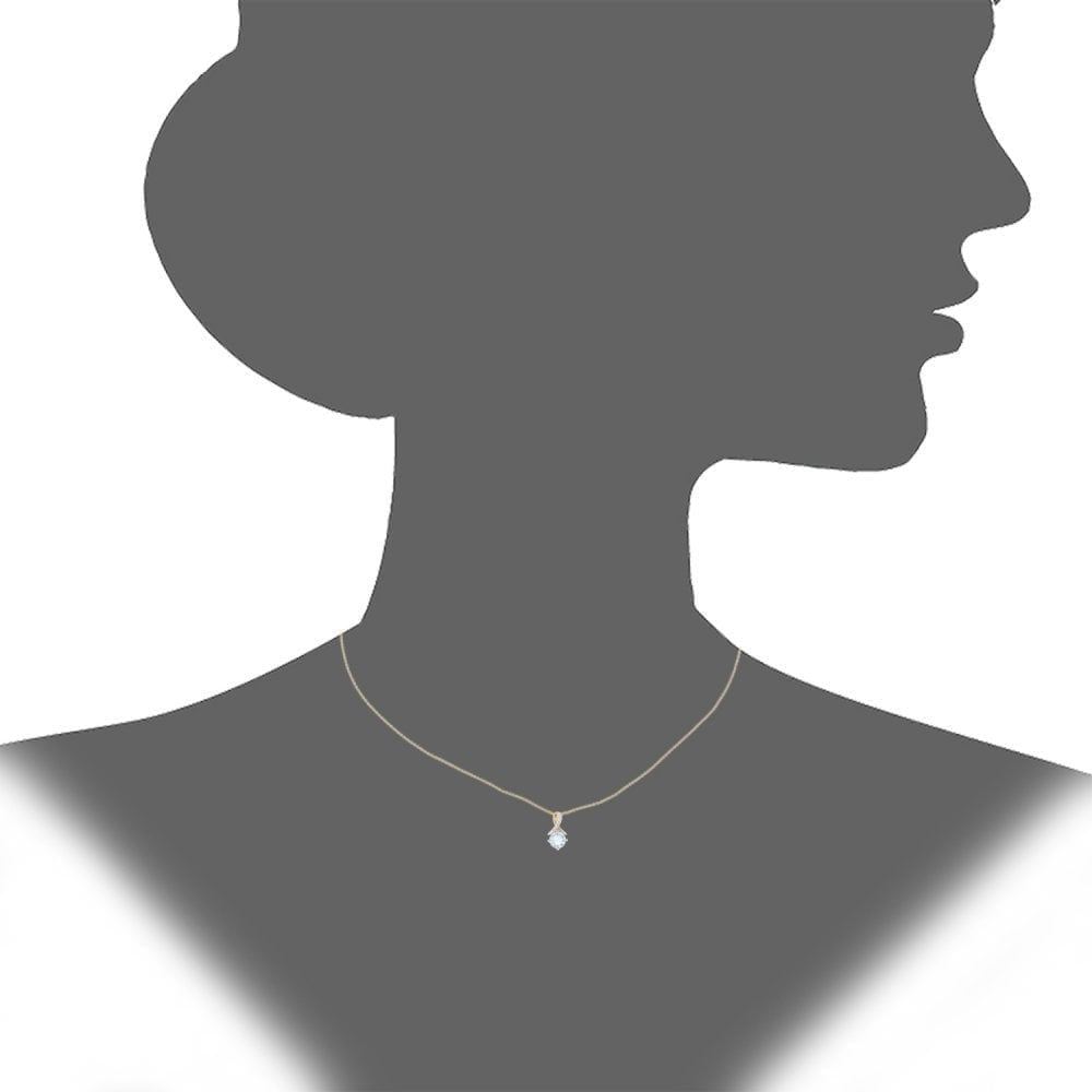 9ct Yellow Gold Sky Blue Topaz and Diamond Kiss Pendant with Gold Chain Size 18 Inch