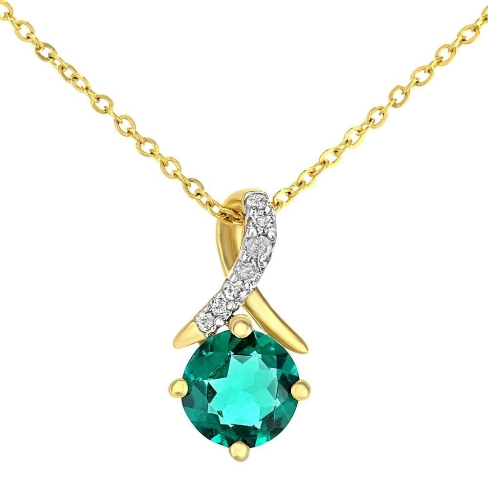 Emerald Twist Necklace 9ct Yellow Gold | Prime Jewellery