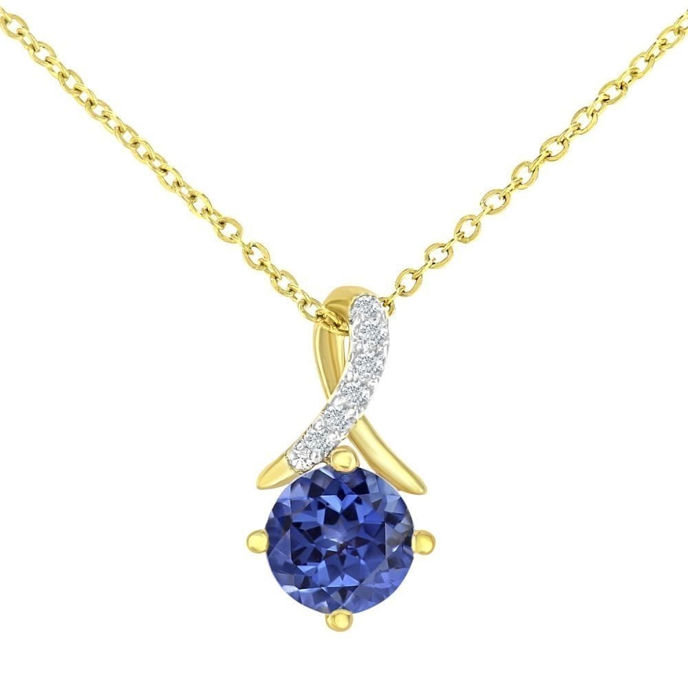 Tanzanite Twist Necklace 9ct Yellow Gold | Prime Jewellery