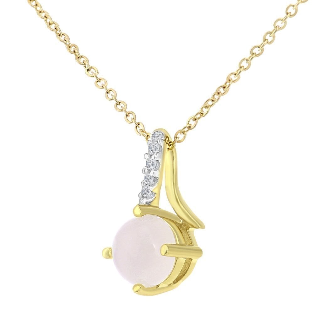 9ct Yellow Gold Opal and 0.02ct Diamond Twist Pendant Necklace