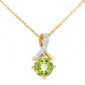 9ct Yellow Gold Peridot and 0.02ct Diamond Twist Pendant Necklace