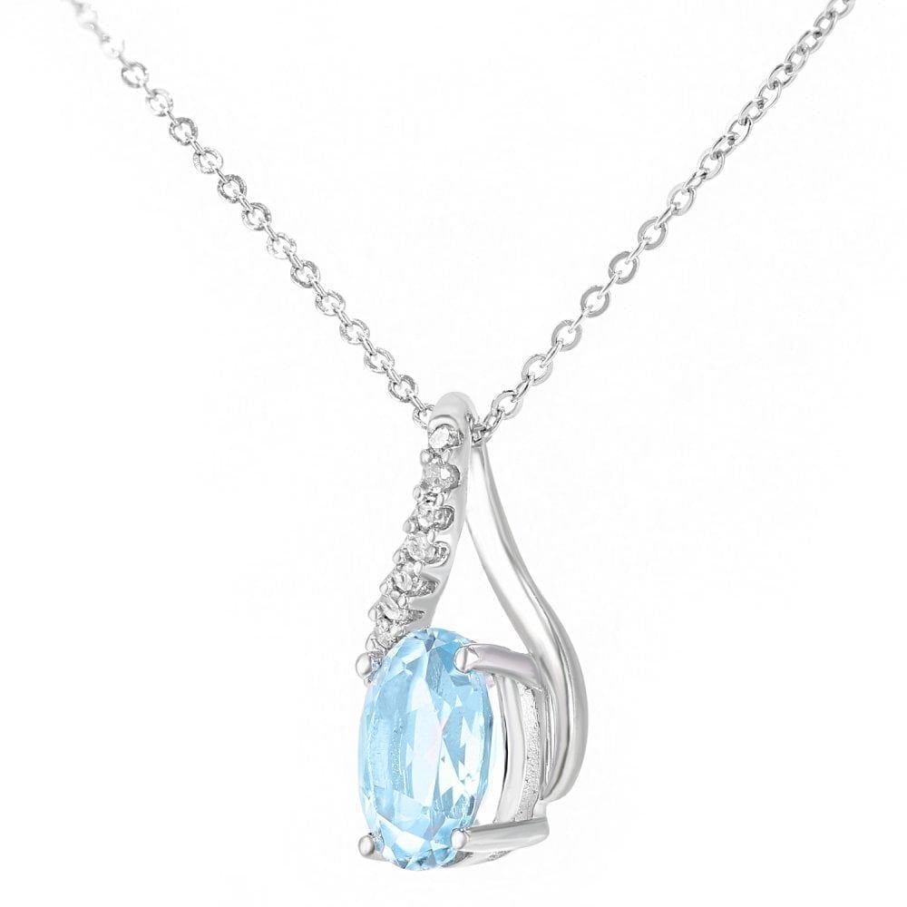 9ct White Gold 1ct Sky Blue Topaz and Diamond Infinity Pendant