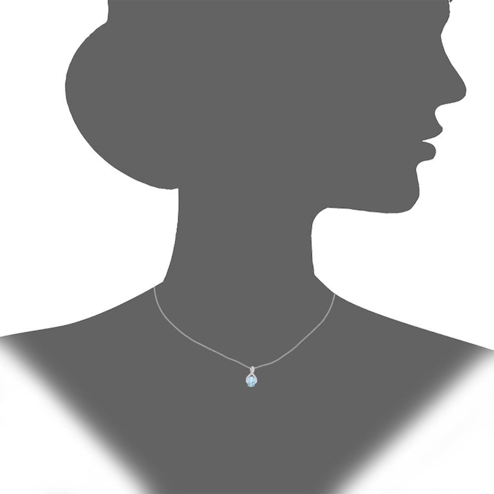 9ct White Gold 1ct Sky Blue Topaz and Diamond Infinity Pendant