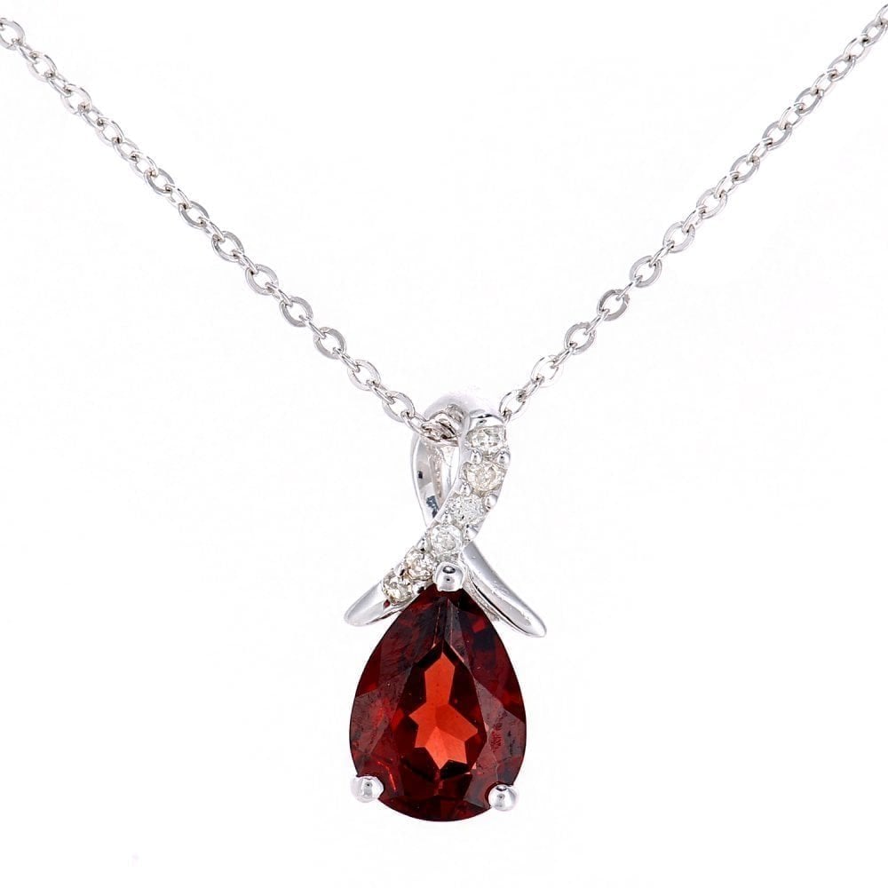 Garnet Necklace 9ct White Gold | Prime Jewellery