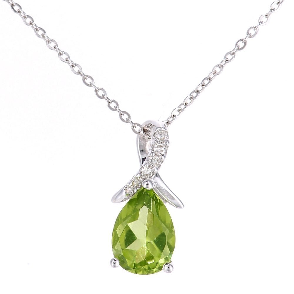 Peridot Necklace 9ct White Gold | Prime Jewellery