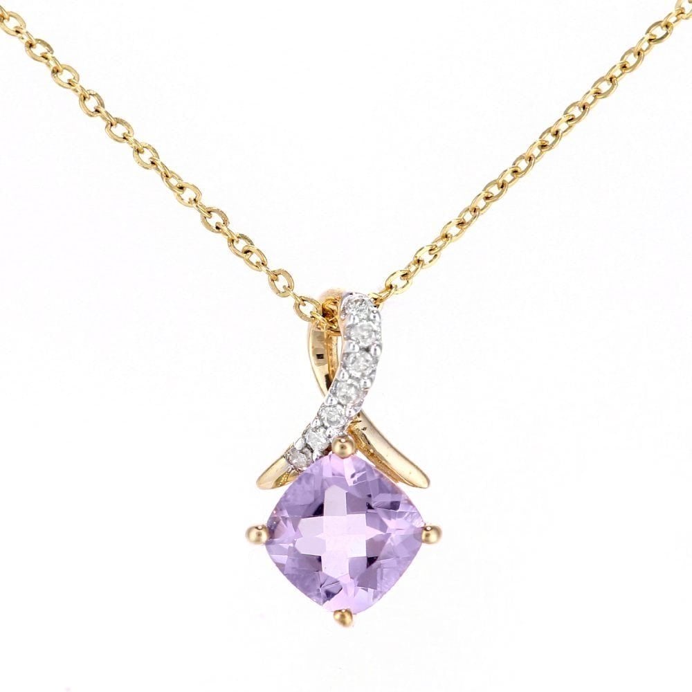 Amethyst Crossover Necklace 9ct Yellow Gold | Prime Jewellery