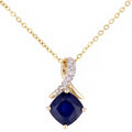 Blue Sapphire Solitaire Necklace 9ct Yellow Gold | Prime Jewellery