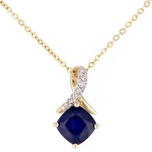 Blue Sapphire Solitaire Necklace 9ct Yellow Gold | Prime Jewellery