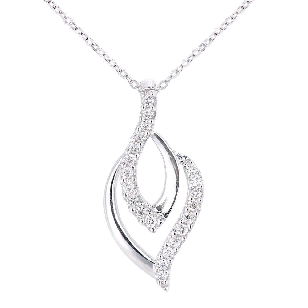 18ct White Gold 0.10 Carat Natural Diamond Flame Necklace