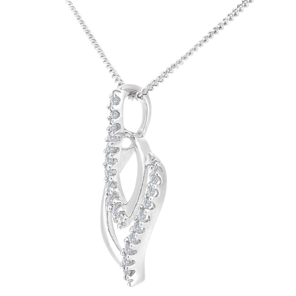 18ct White Gold 0.10 Carat Natural Diamond Flame Necklace