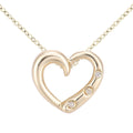 9ct White Gold Natural Diamond Three Stone Heart Necklace