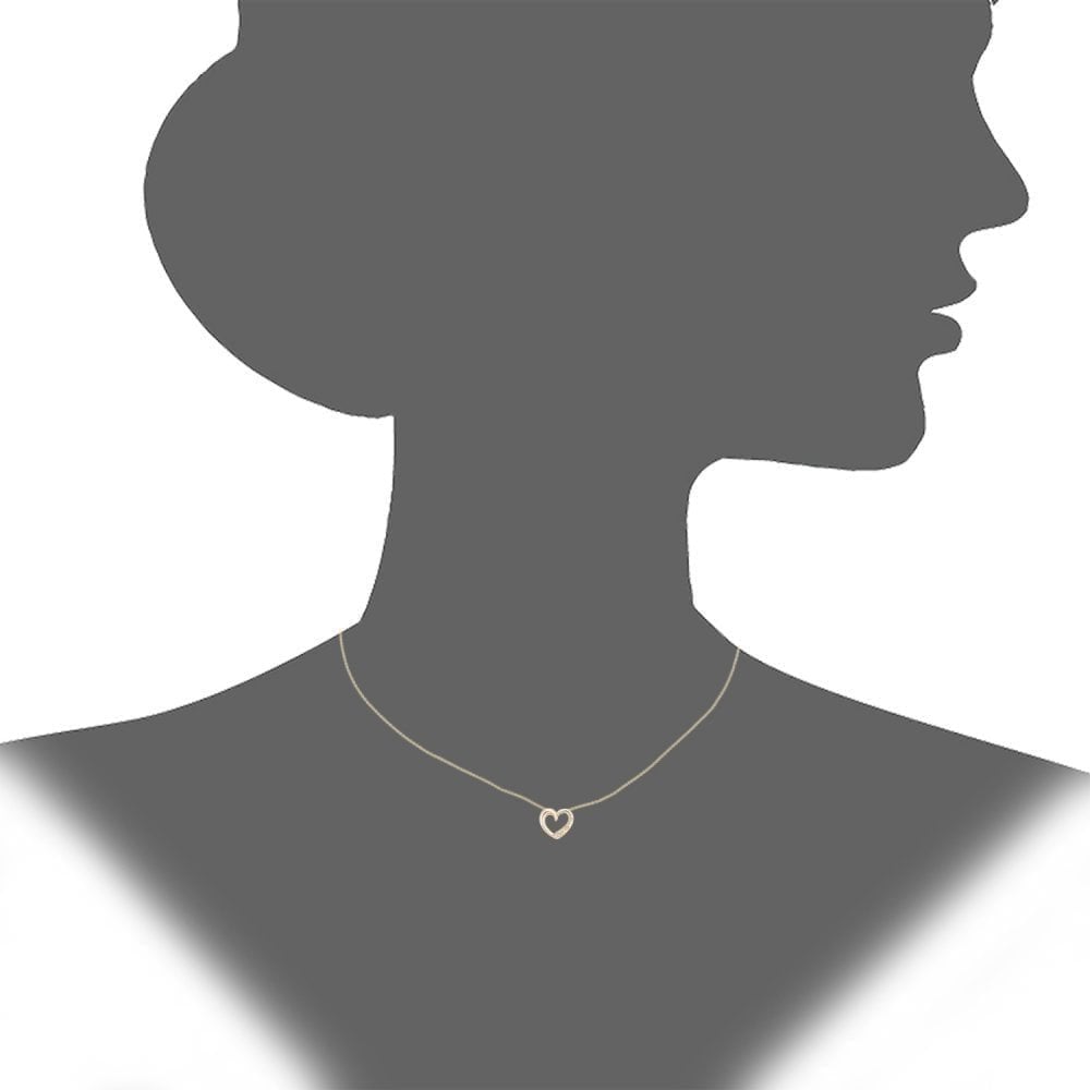 9ct White Gold Natural Diamond Three Stone Heart Necklace