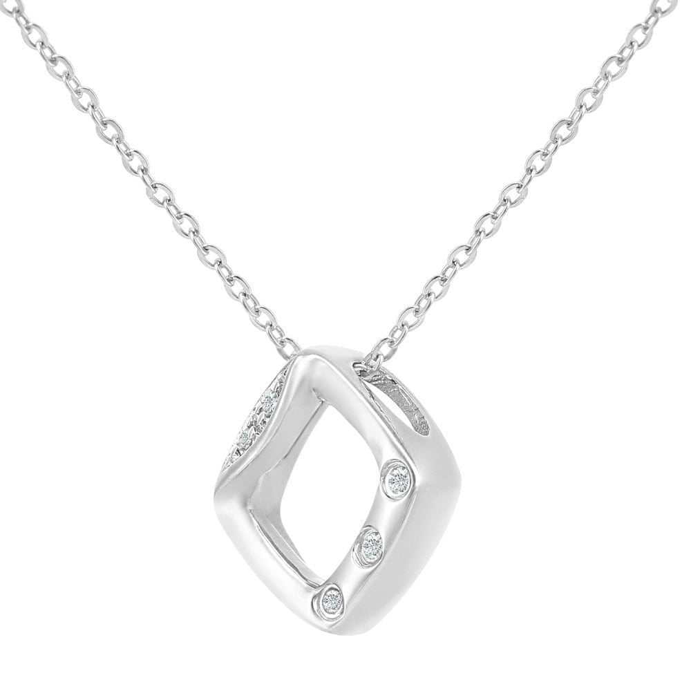 9ct White Gold Natural Diamond Necklace