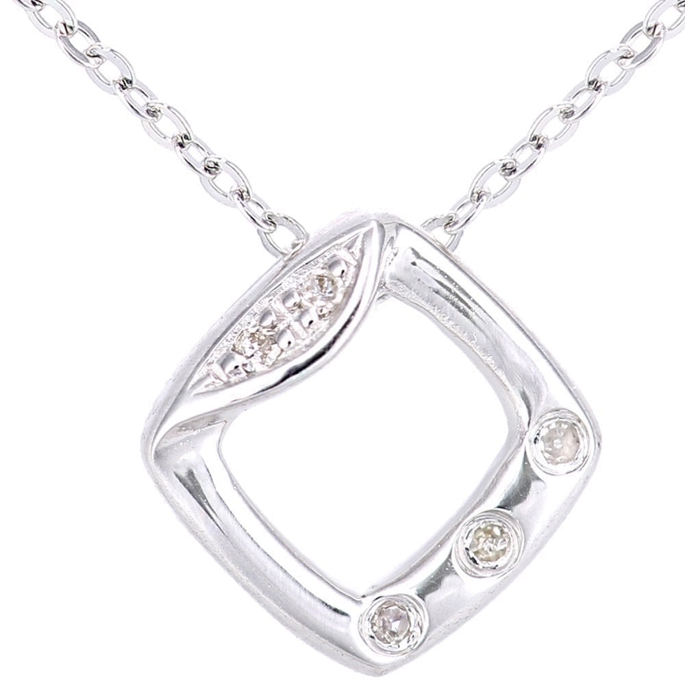 9ct White Gold Natural Diamond Necklace