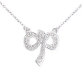 9ct White Gold Natural Diamond Bow Necklace