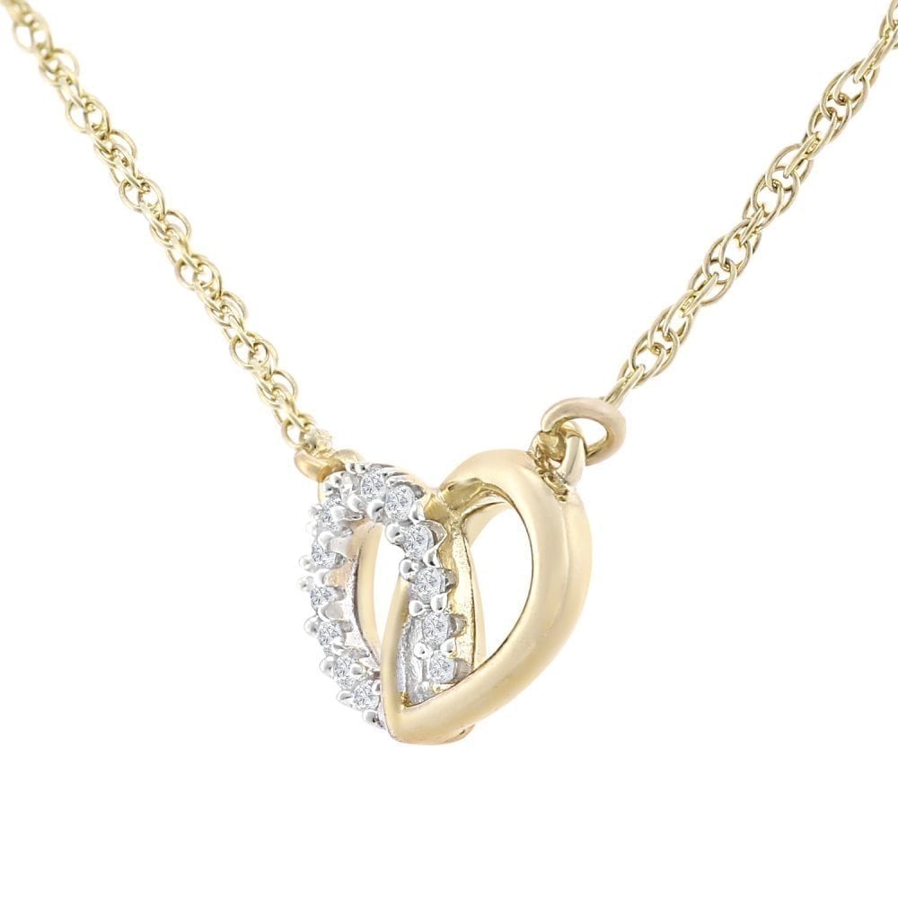 9ct Gold Natural Diamond Heart Necklace