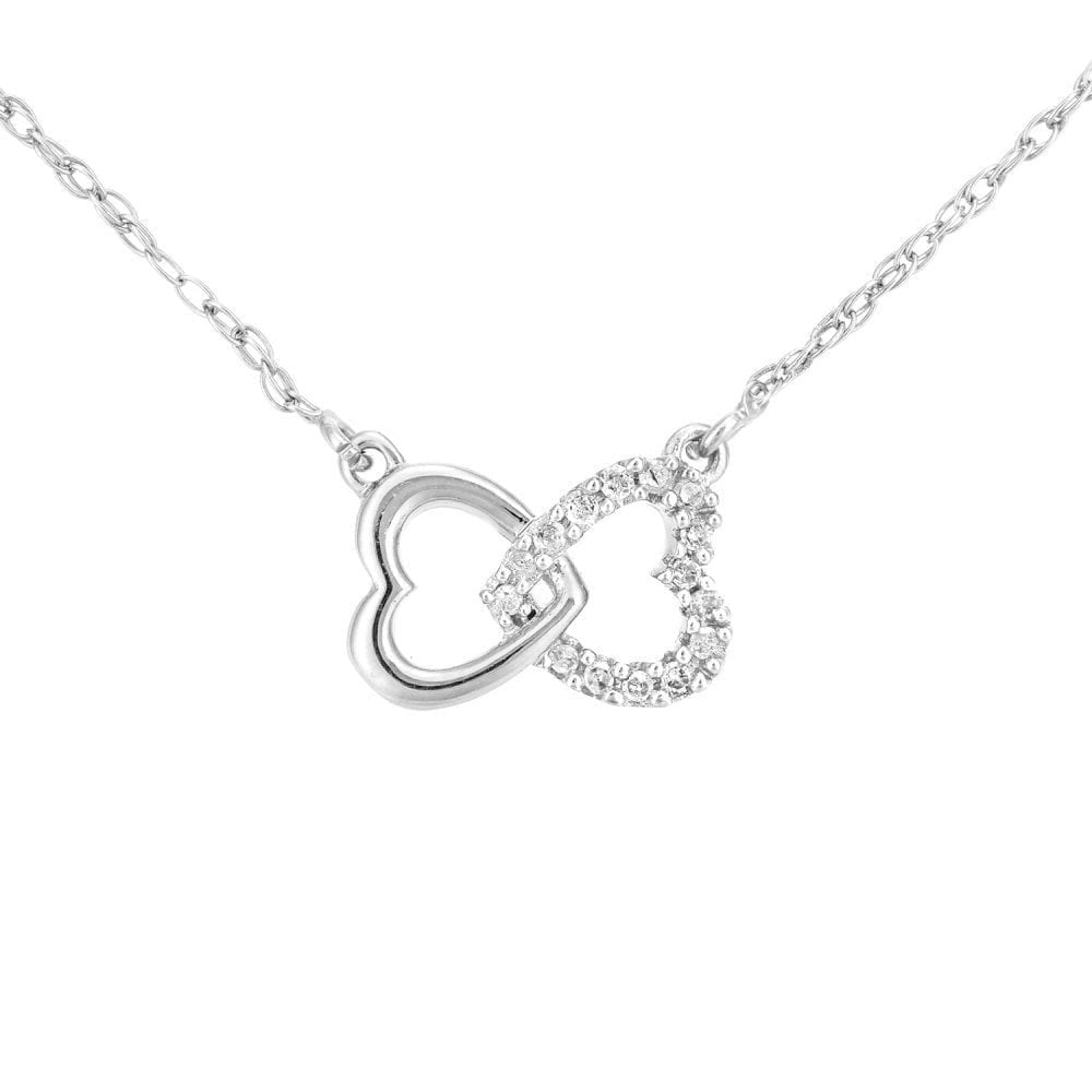 9ct White Gold Natural Diamond Infinity Heart Necklace