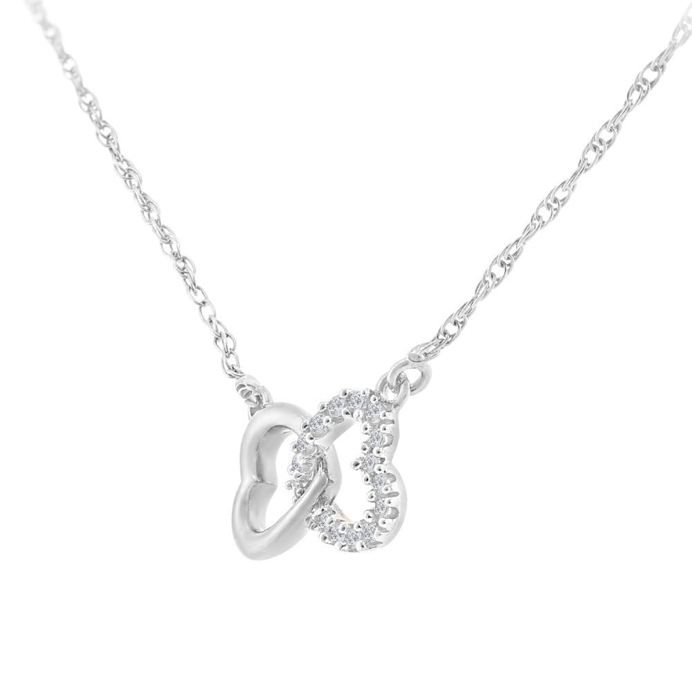9ct White Gold Natural Diamond Infinity Heart Necklace