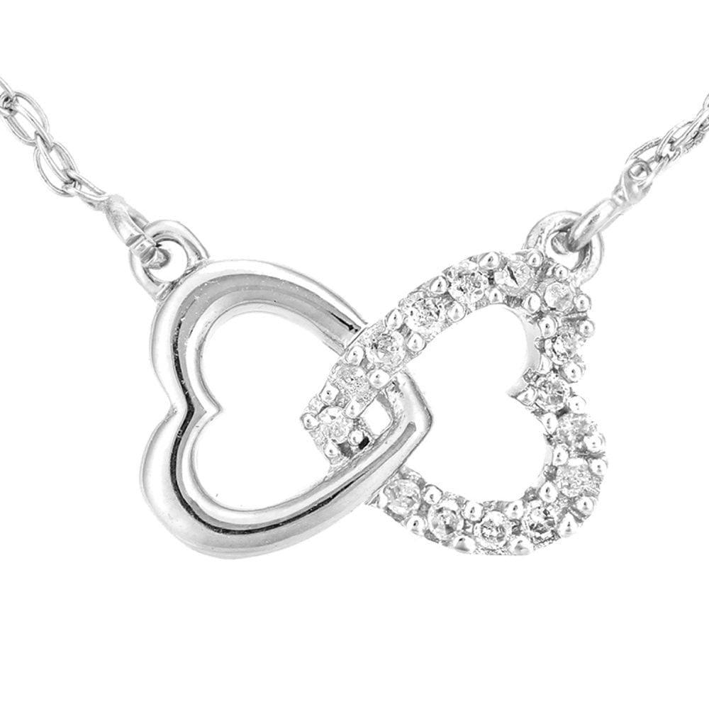 9ct White Gold Natural Diamond Infinity Heart Necklace