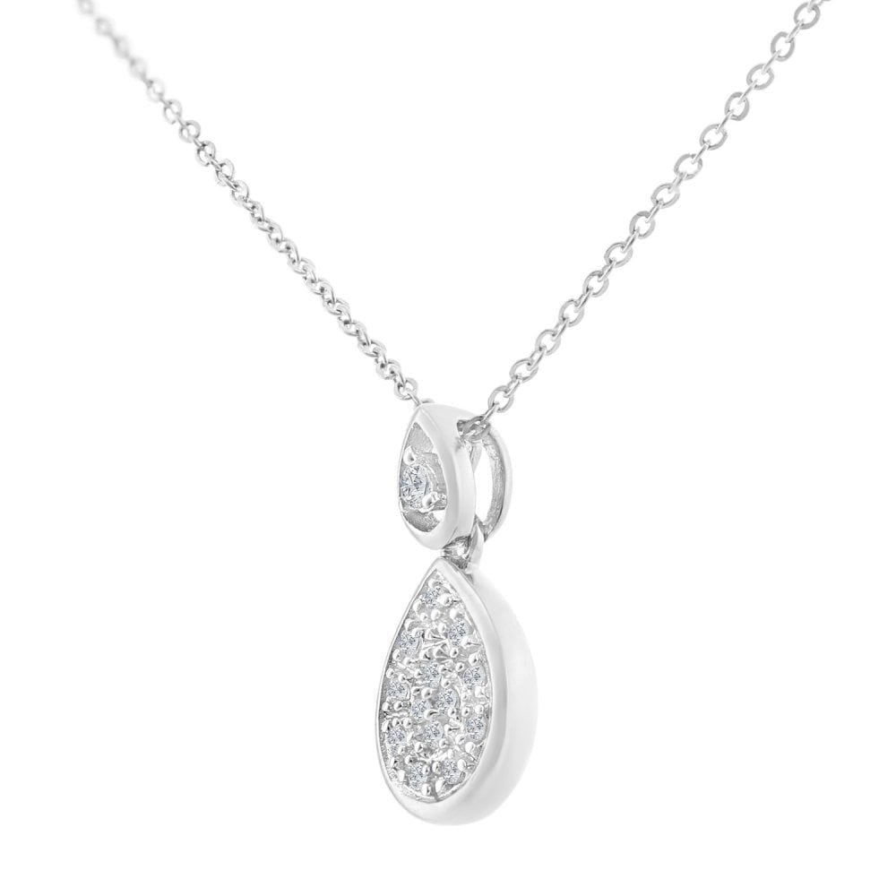 9ct White Gold Natural Diamond Teardrop Necklace