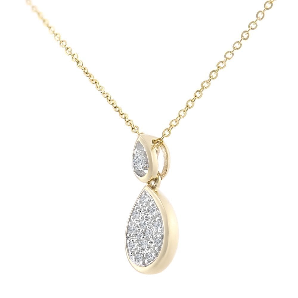 9ct Gold Natural Diamond Teardrop Necklace