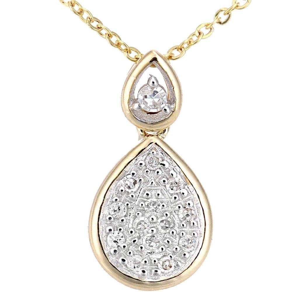 9ct Gold Natural Diamond Teardrop Necklace
