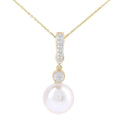 9ct Yellow Gold Cultured Pearl Diamond Pendant Necklace