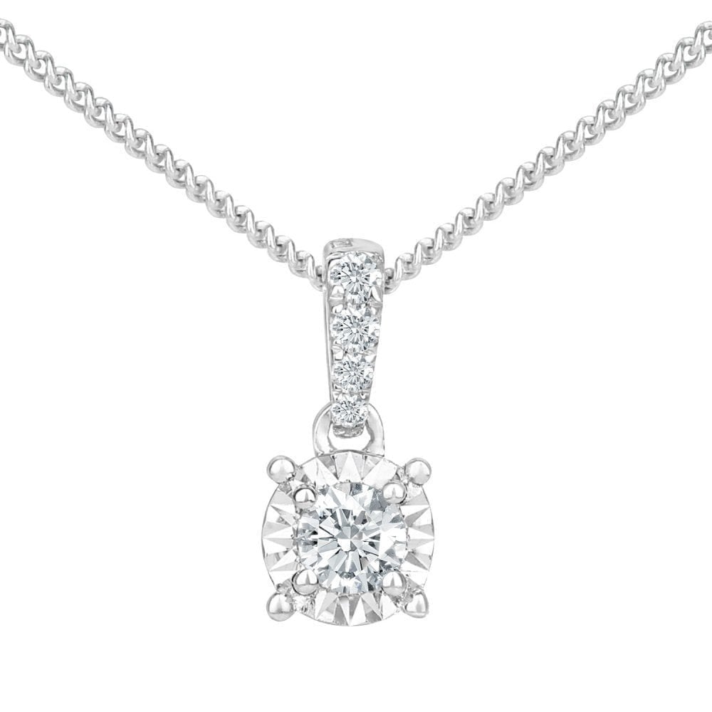 Diamond Solitaire Necklace 18ct White Gold | Prime Jewellery