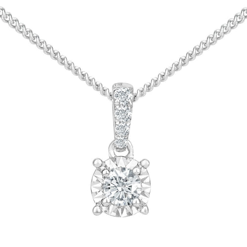 Diamond Solitaire Necklace 18ct White Gold | Prime Jewellery