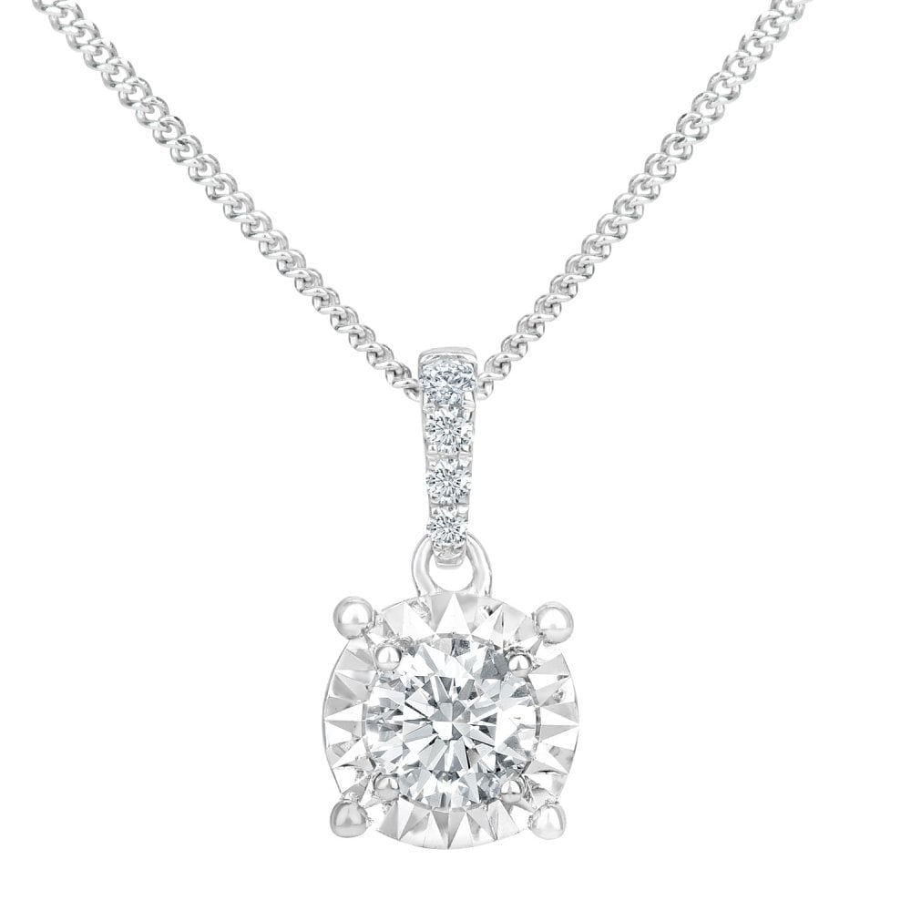 18ct White Gold 0.31 Carat Natural Diamond Solitaire Necklace