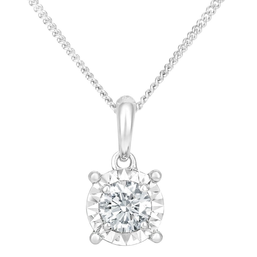 18ct White Gold 0.30 Carat Natural Diamond Solitaire Necklace
