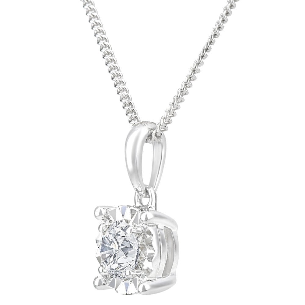 18ct White Gold 0.30 Carat Natural Diamond Solitaire Necklace