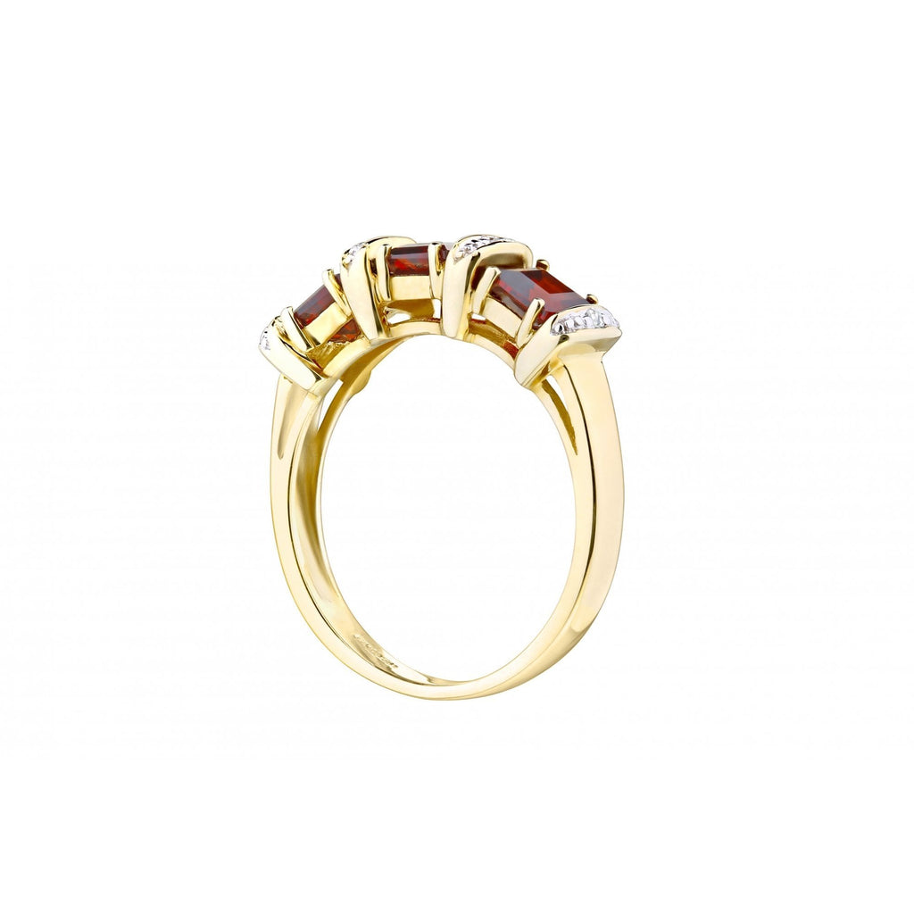 9ct Yellow Gold Garnet & 0.02ct Diamond Eternity Ring