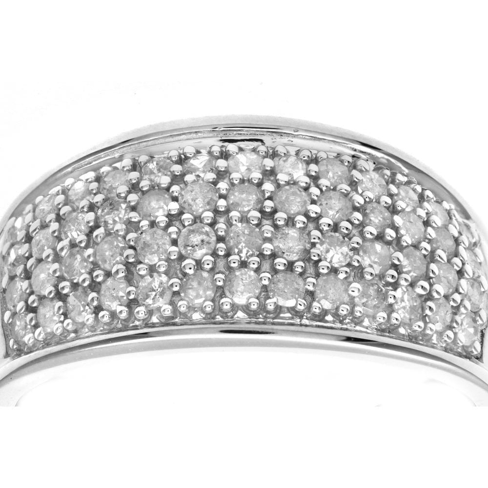 9ct White Gold 0.50 Carat Natural Diamond Half Eternity Band Ring